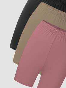 SHEIN 3件套少女黑色短裤，休闲外出时尚打底裤，女孩奢华服装，公主风，适合婚礼季，可爱花卉/局部装饰设计，无传统图案 - 彩色 - 查看 5