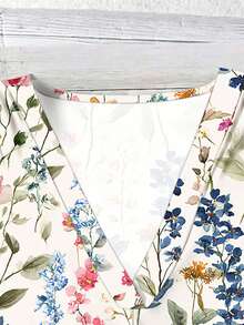 EMERY ROSE Blusa con estampado floral, cuello en V y mangas abullonadas, talla grande - Multicolor - Ver 3