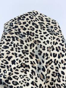 SHEIN PETITE Pantalones largos con cordón y estampado de leopardo para mujer - Marrón - Ver 9