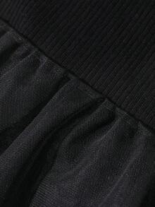 FRIFUL Camiseta Feminina Versátil e na Moda com Bainha Multicamadas, Adequada para Encontros - Preto - Visão 3