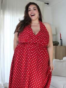 Pretty and Ole Summer Women's Elegant Off-The-Shoulder V-Neck Tie-Shoulder Polka Dot Swing Dress, Vintage French Chic Casual Vacation Dress With Cinched Waist Party - Multicolor - View 3