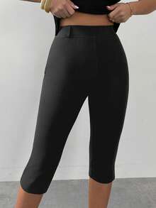 Firerie Quần legging nữ màu đen trơn thanh lịch, cạp cao, chất liệu dệt kim ôm sát, dài đến mắt cá chân, kiểu dáng thời trang đa năng. - Màu xám đen - Xem 6