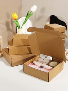 8Pcs Corrugated Cardboard Shipping Boxes, 3-Ply Multi-Size Postal Cartons, Durable Mailing Boxes For Small Business, Retail Product Packaging & Daily Shipping Use - Multicolor - View 10