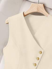 GlowEve CURVE Áo khoác blazer cổ chữ V dáng rộng, đa năng dành cho nữ cỡ lớn, thích hợp mặc đi làm. - Màu Khaki - Xem 4