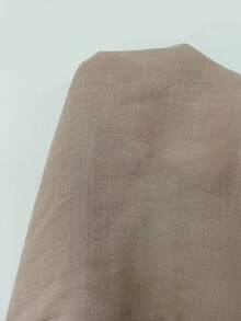 Swim Lushoire Gaun Wanita Model V-Neck Lengan 3/4 Rajutan Bunga Warna Acak Belahan Samping Longgar - Khaki - View 7