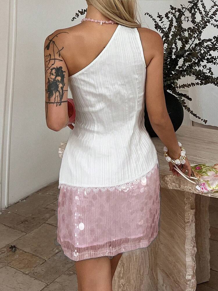 Women's Lace Patchwork Casual Versatile Daily Wear Shoulder Top