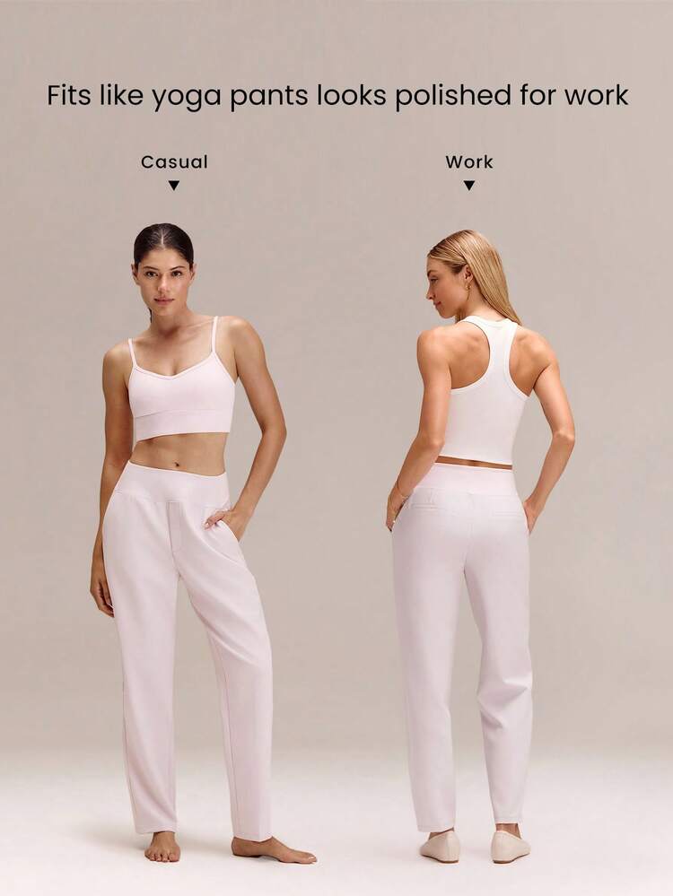 Easy Glide Silky Wrinkle-Resistant Quick-Dry Tapered Pants With Side Pockets Daily Casual Wear