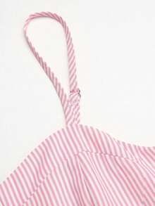 SHEIN 少女夏季休闲度假粉色条纹吊带中长连衣裙 - 粉色 - 查看 4