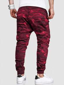 Manfinity Homme Pantalones holgados con estampado de camuflaje y cintura con cordón para hombre - Burdeos - Ver 2