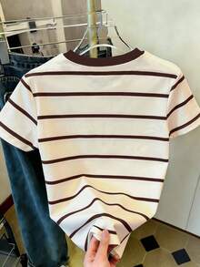 Resyla Women's Casual Striped Cherry Print Round Neck Short Sleeve T-Shirt, Summer - Multicolor - View 2
