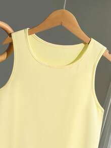 2pcs/Set Striped Bow Tie Sleeveless Crop Top,Ruffle Hem Shorts Set For Teenage Girls,Sweet & Spicy Style,Summer,Casual,Holiday Parties Outings - Yellow - View 5