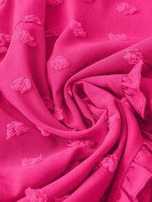DreamSkyne Blus Wanita Ukuran Besar Model V-Neck dengan Hiasan Rumbai, Kasual, Serbaguna untuk Pemakaian Sehari-hari - Hot Pink - View 6