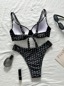 Costavie Bộ bikini 2 món họa tiết da báo gợi cảm, có đệm mút nâng ngực, thích hợp mặc đi biển mùa hè cho nữ. - Đen và trắng - Xem 2