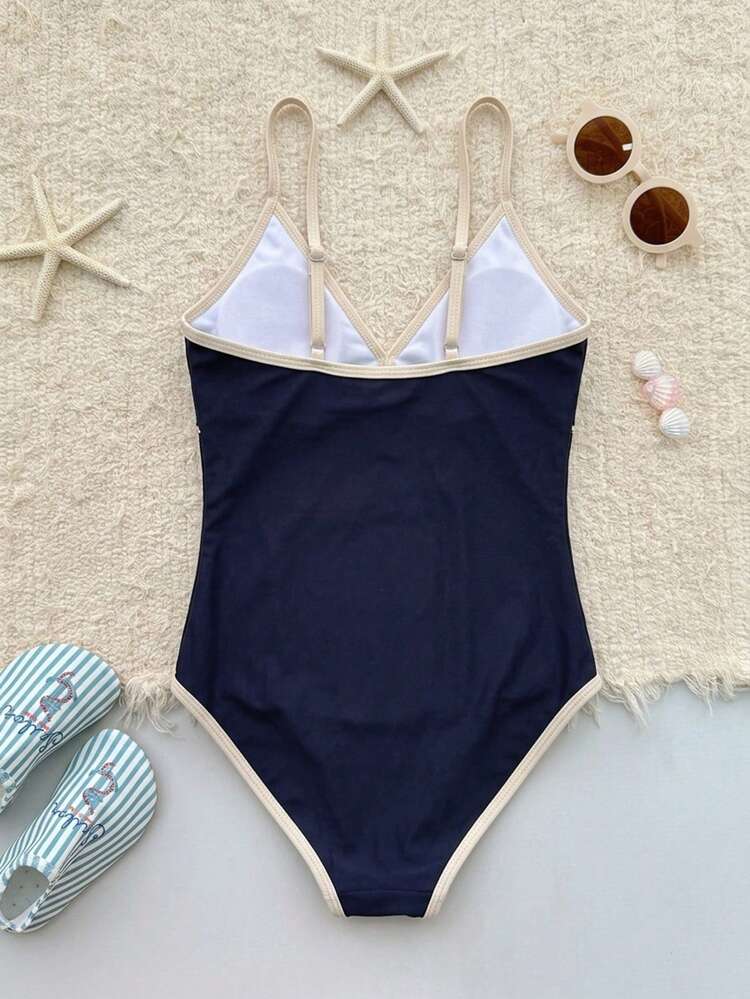 Girls' Colorblock One-Piece Swimsuit Vacation