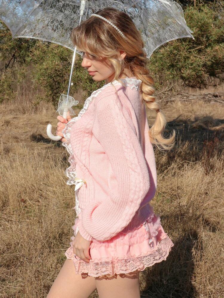 Kawaii ROMWE X Elena Katey Women's Himekaji Sweet Pink Lace