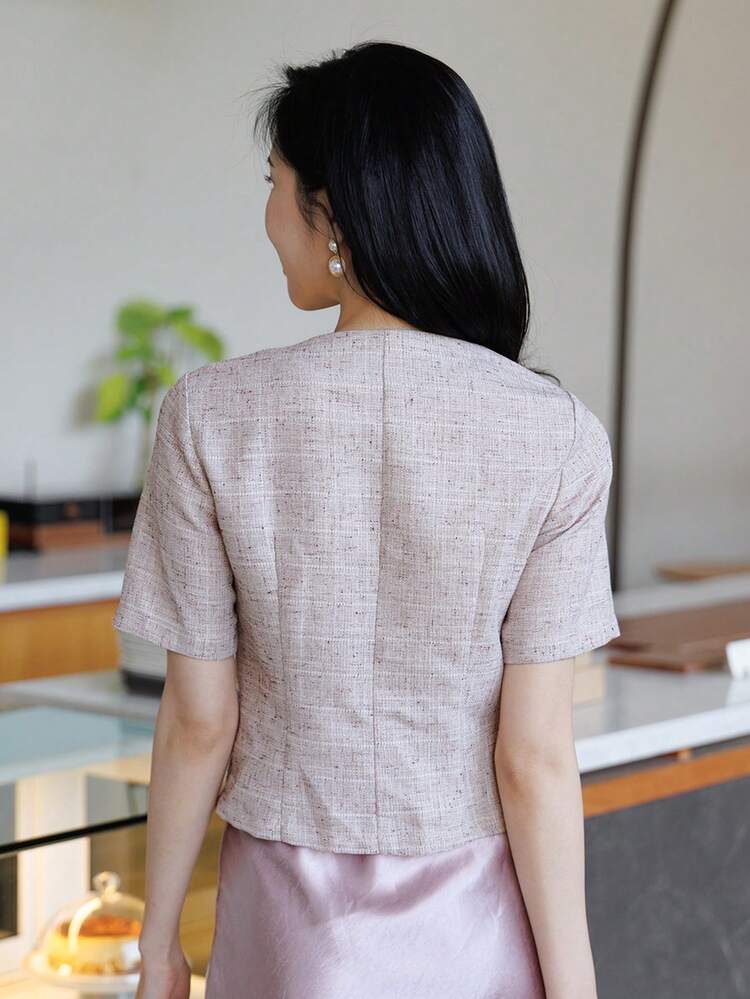 Women's Casual Elegant Short Jacket Outerwear, Suitable For Spring And Summer