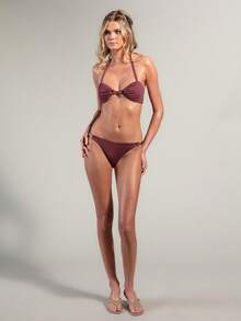 Rouah Women's Hardware Bikini Bottom, Casual Sexy Vacation - Matching Top Available Beach Party Burgundy Summer - Brown - View 7
