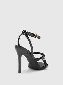 CUCCOO BIZCHIC Ladies Fashion Party Closed Round Toe High Heels Sandals With Rear Straps - Black - View 6