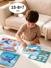 POKOJA LAND Kids 3D Geometric Sticker Puzzle Book, Number Matching Art Collage Activity Toy, Early Educational Fine Motor Skill Craft, Repositionable Paper Sticker Book For Toddlers 36M+ - Multicolor - View 3