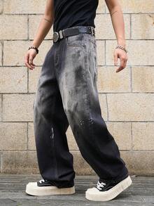 Manfinity EMRG Quần jeans ống loe nam thời trang, đa năng, có túi và khóa kéo. - Màu Xám nhạt - Xem 3