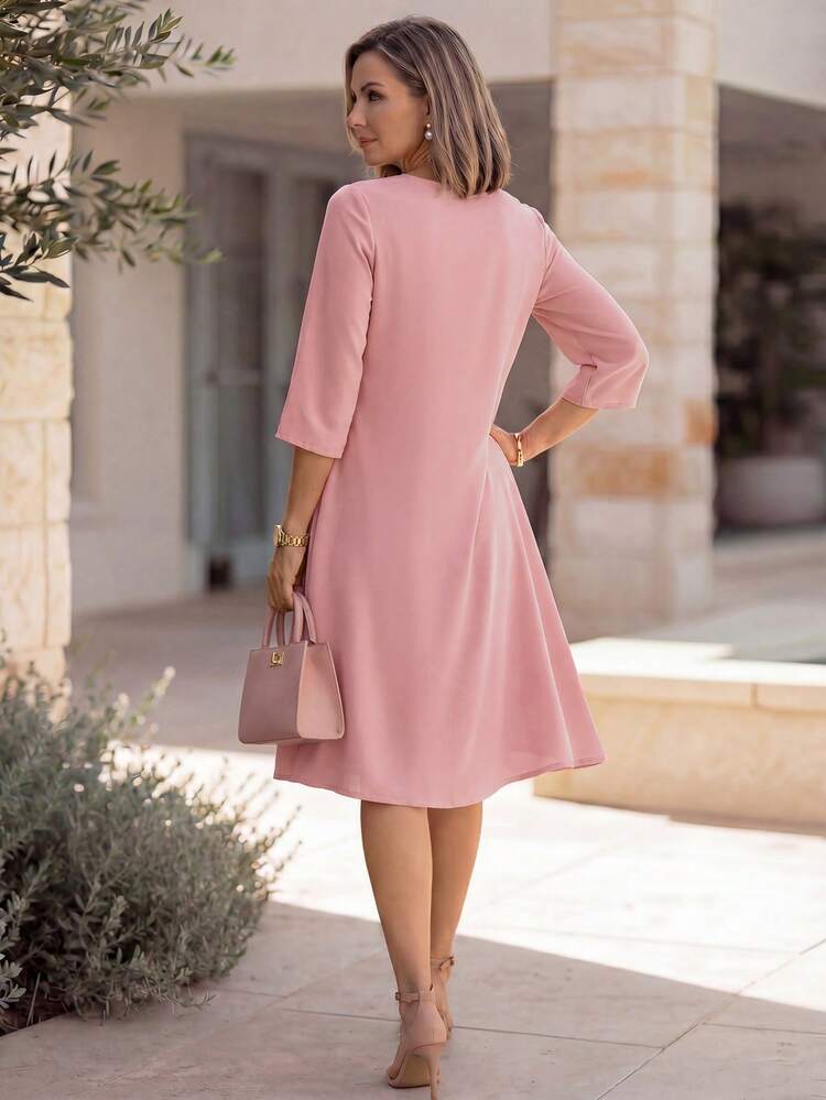 Women's Solid Color Layered Design Casual Dress,Summer Dress,Festival Dresses,Going Out Dress,Elegant Dresses For Women,Pink Dress