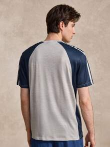 Courvante Vintage Sporty Chic Men's Casual Colorblock Short Sleeve T-Shirt Tennis, Knit Fabric Stripe, Letter, Summer Tops White Graphic Outfits Gift Training - Multicolor - View 3