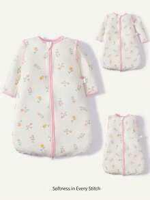 Cozy Pixies 1件裝嬰兒睡袋，碎花圖案，袖子可拆卸，舒適柔軟，新生兒睡袋，Oeko-Tex認證 - 彩色 - 查看 1