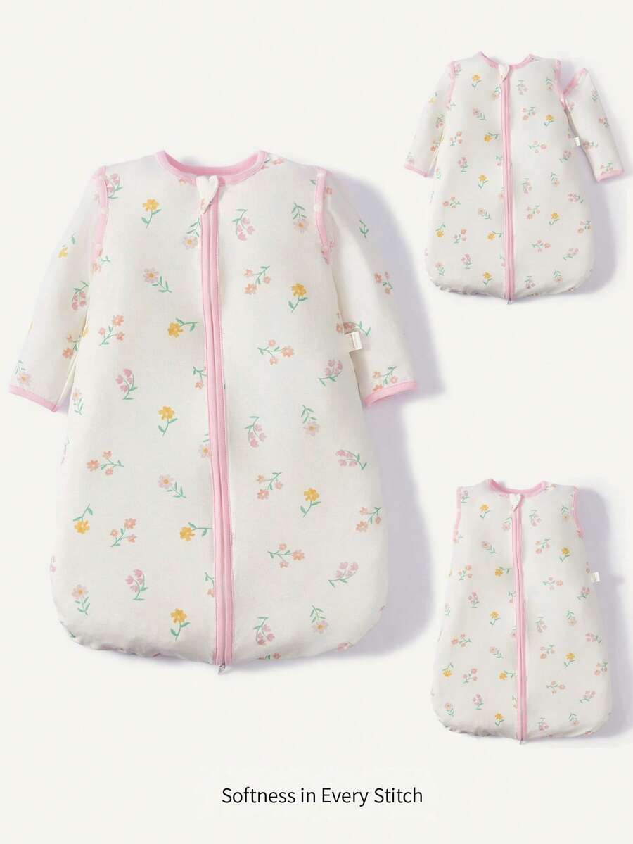 Cozy Pixies 1件裝嬰兒睡袋,碎花圖案,袖子可拆卸,舒適柔軟,新生兒睡袋,Oeko-Tex認證 - 彩色 - 查看 1