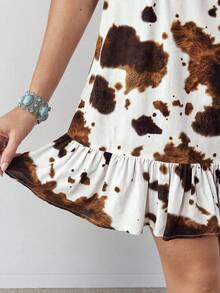 Wildy Women's Cow Print Sleeveless Mini Dress,Casual Country Western Music Festival Outfits,Summer White Animal Print Concert Outfit,BOHO Chic Vacation - Multicolor - View 9
