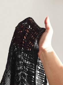 SHEIN ICON Áo dệt kim móc cổ lệch màu đen cỡ lớn dành cho nữ - màu đen - Xem 8