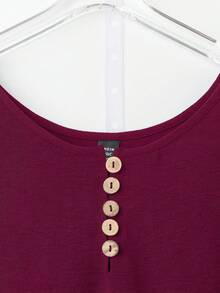 SHEIN LUNE Đầm nữ cỡ lớn cổ tròn tay ngắn, kiểu dáng thường ngày thoải mái, phù hợp cho việc đi lại hàng ngày. - Màu Hồng Tươi - Xem 5