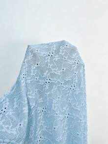 K-Vae 女士休闲优雅提花针织系带袖口喇叭袖上衣，修身针织毛衣衬衫 - 藍色 - 查看 7