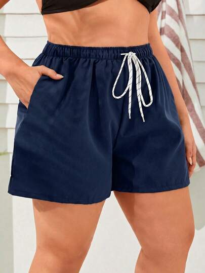 Swim Lushoire 2026 Nuevos shorts de baño de talla grande para mujer con cordón en la cintura para verano