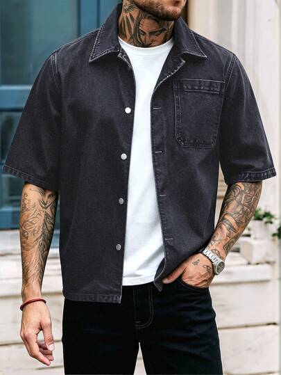 EGENSIO Men's Street Style Single-Breasted Denim Jacket