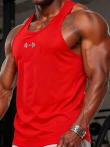 Gym Rark Áo tank top thể thao nam tối giản, đa năng, in hình tạ, thích hợp cho chạy bộ và tập thể dục. - Đỏ - Xem 9