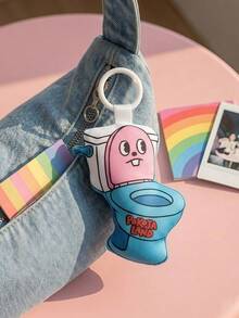 POKOJA LAND 1pc Aesthetic Retro Music Player & Character Plush Charm – Chic Precision Printed Details – Atmospheric Y2K Accessory For Bags – Sentimental Gift For Modern Creatives - Multicolor - View 2