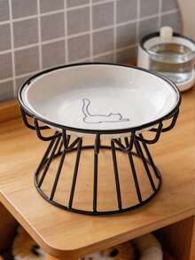 Ceramic Pet Feeding Plate Canned Bowl Cute Pattern Easy To Clean Ceramic Plate Cat Food Bowl - multicolor - View 13