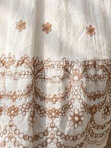 SHEIN Holidaya Summer Bohemian Fully Embroidered Elegant Dress, Suitable For Beach Vacation - Apricot - View 7