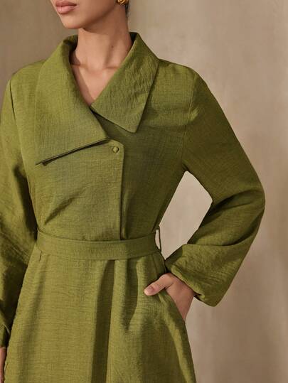 Graceveil Vestido casual de estilo árabe con pliegues de unicolor para mujer, para fiestas y viajes