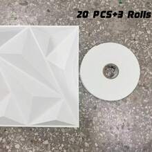 3D PVC墙板，11.8英寸 x 11.8英寸（30厘米 x 30厘米） - 可选10/20/30/40片套装 - 可移除、防水、阻燃 - 适用于客厅/卧室/浴室/商业场所装饰（含胶带）。圣诞节和冬季装饰。新年装饰，将壁纸粘贴在墙上，即可打造墙面艺术。 - 白色 - 查看 19