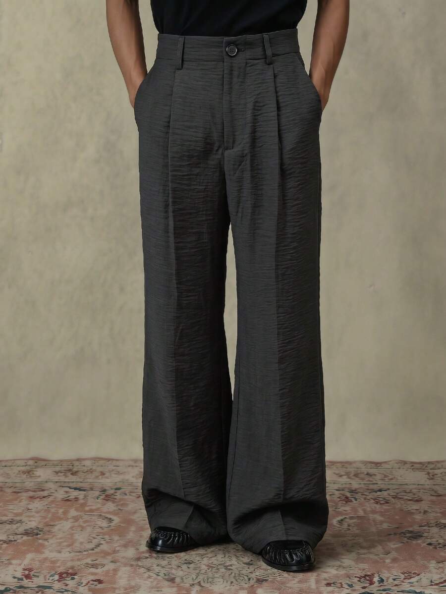 SWAVVY Men's Casual Versatile Commuting Loose Solid Color Pants - Black - View 1