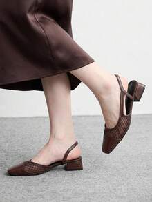 CUCCOO BIZCHIC Women's Pointed Toe Block Heel Colorblock Pumps, Spring/Summer - Mocha Brown - View 8