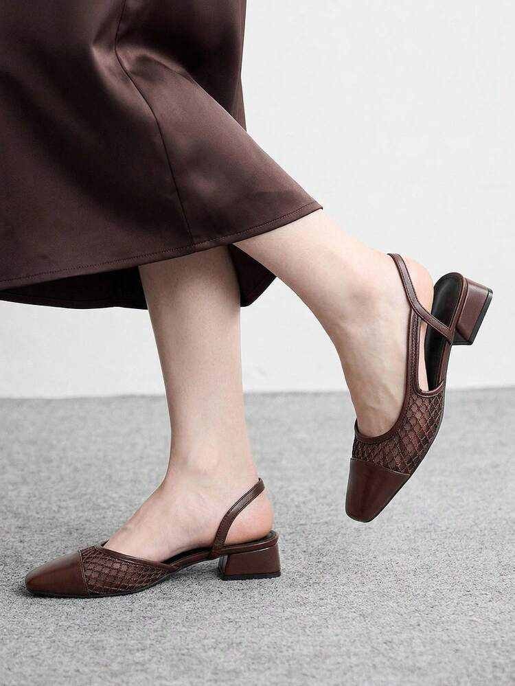 CUCCOO BIZCHIC Women's Pointed Toe Block Heel Colorblock Pumps, Spring/Summer