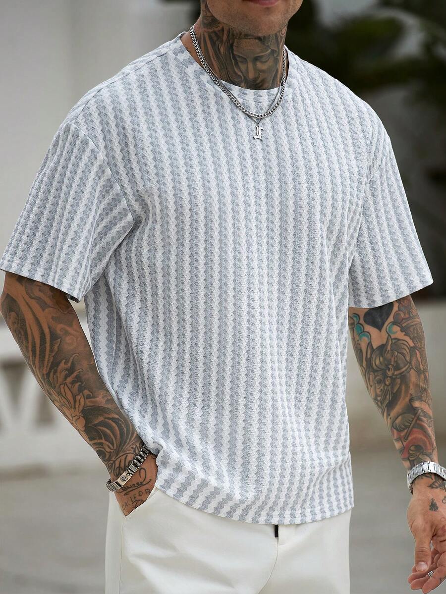 Manfinity CasualCool Áo thun nam dệt kim nhiều màu sắc chủ đề World Cup mùa lễ hội - Xám - Xem 1