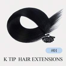 50G 50 piezas, extensiones de cabello con punta en K rectas, extensiones de cabello natural, extensiones de cabello con punta en V, extensiones de cabello humano sedoso para cabello fino, fusión en caliente para agregar volumen y duración, elegante para mujeres, adecuado para fiestas y bodas - Multicolor - Ver 38