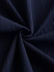 Manfinity CasualCool Men's Casual Elegant Navy Blue Short Sleeve Shirt,Summer Street Wear For Dates,Old Money Solid Color Relaxed Fit Top,Vintage Holiday Semi-Formal Gift - Royal Blue - View 8