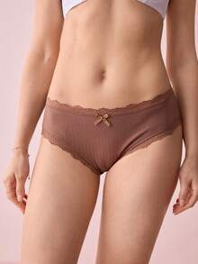 Bonmuse 7pcs/Set Celana Dalam Wanita Katun Elastis Romantis dengan Hiasan Pita, Pakaian Dalam Seksi - MultiWarna - View 12