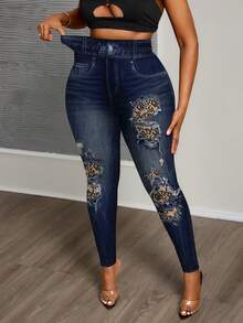 Slaydiva Quần legging nữ cỡ lớn, kiểu dáng thường ngày, có túi và rách, thích hợp mặc hàng ngày. - Nhiều màu - Xem 6
