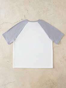 SpongeBob SquarePants | SHEIN Tween Boy Colorblock Cartoon Letter Print T-Shirt - White - View 2