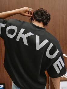 TOKVUE 男士像素花卉压纹图案T恤，适合户外活动、音乐节、日常穿着、朋友聚会，也可作为送给男友/丈夫的礼物、周年纪念礼物，黑色短款 - 黑色 - 查看 6